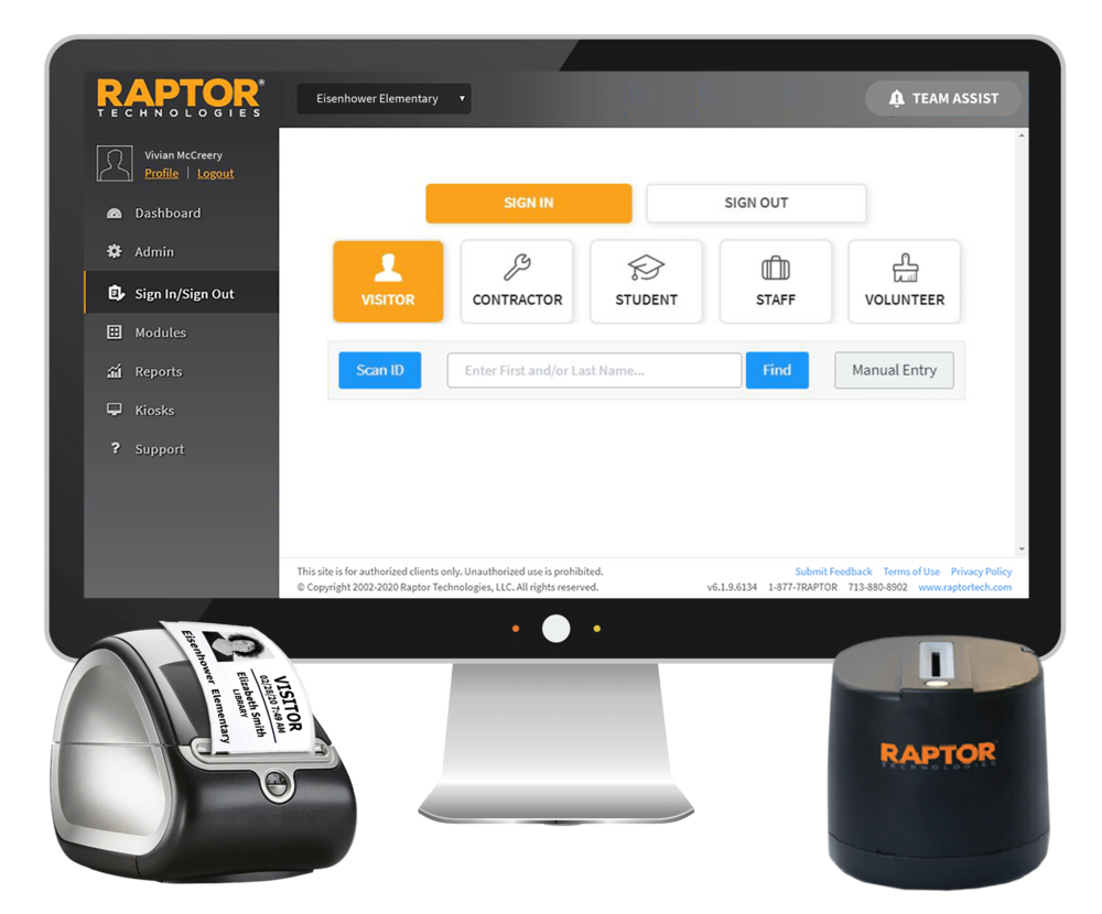 computer image of Raptor Management system
