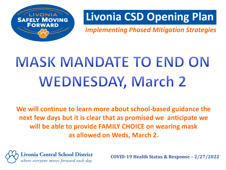 mask mandate to end wed march 2 slide