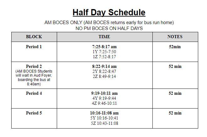 half day schedule