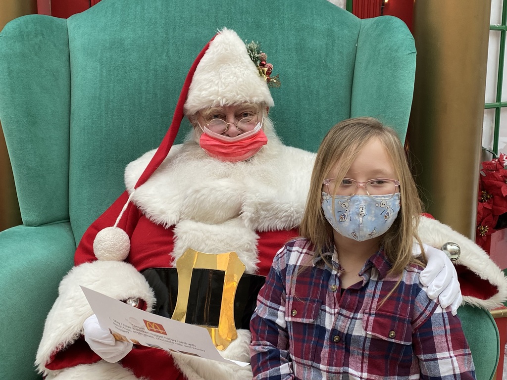 a student with santa