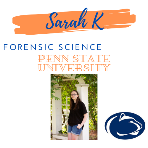 student with future plans Sarah K forensic science penn state