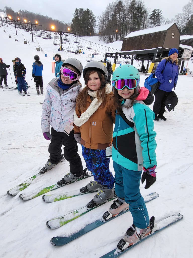 students at ski hill