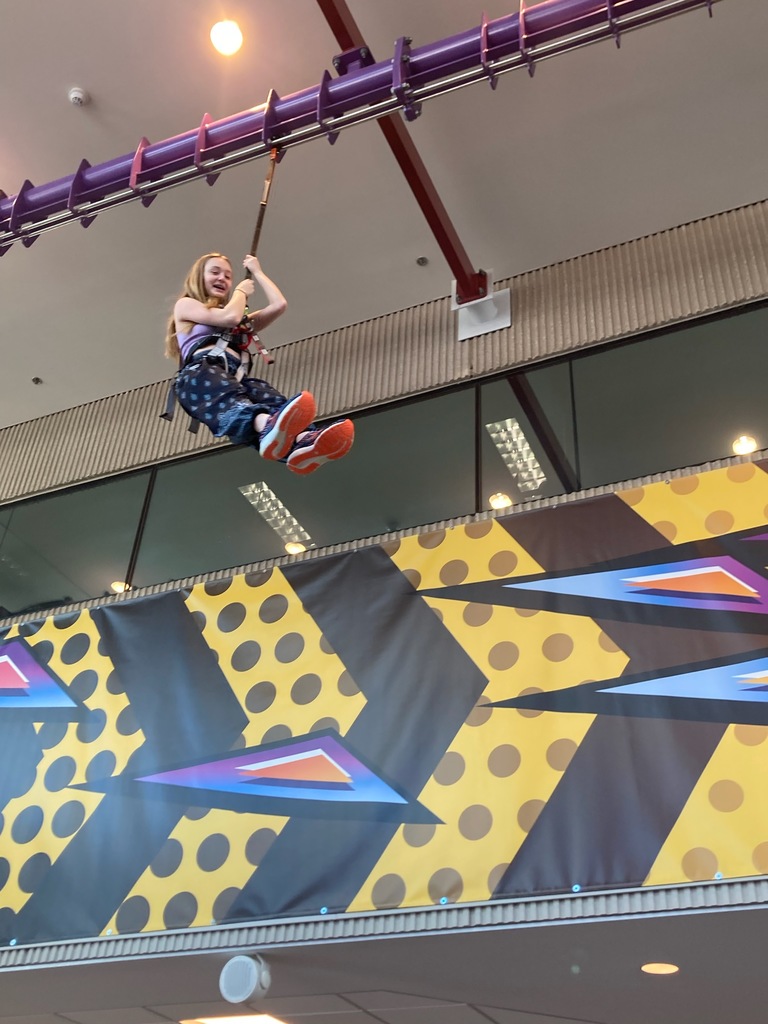 student on zipline